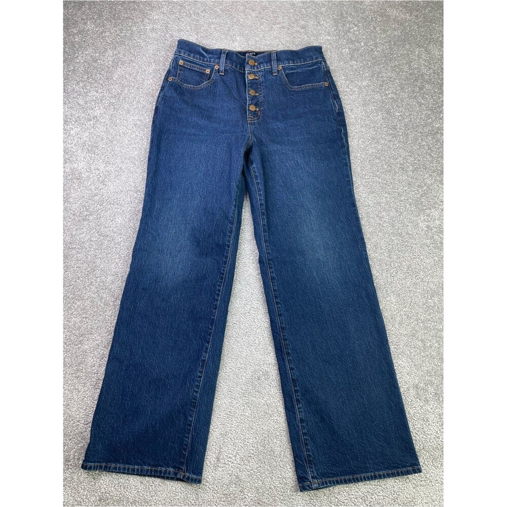 J. Crew Factory Jeans Women’s 28 Blue Slim Wide Leg High Rise Dark Wash Denim